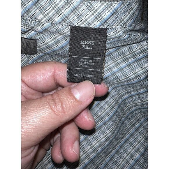 REI Mens Blue Gray Window Pane Print Long Sleeve Button Down Shirt Sz XXL UPF 50 - Picture 11 of 11